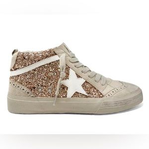 💕ShuShop RINA rose gold pink glitter high top sneakers